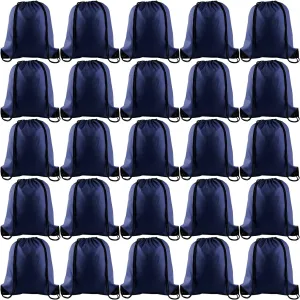 KUUQA Drawstring Backpack, 25Pcs Navy Blue, Lightweight Gym Bag for Sports, Travel, Yoga