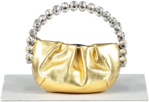 L'alingi Metallic Gold Stone-encrusted Eternity Micro Clutch With Chain Strap