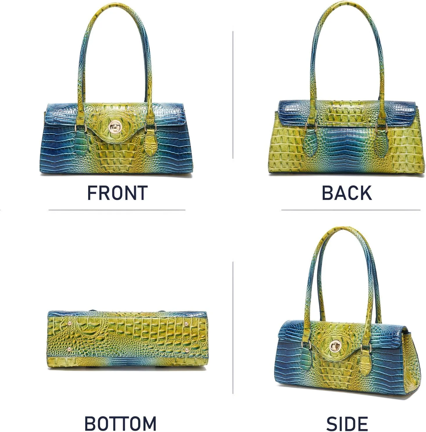 Leather Crocodile Pattern Top Handle Handbag for Women High-value Satchel Tote Purse for Ladies