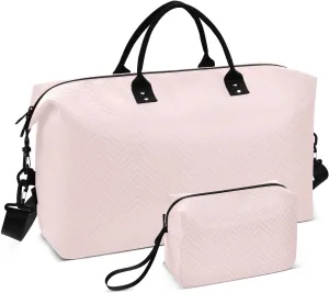 Misty Rose Solid Color Pure Plain Peach Travel Hand Bag Weekend Bag Gym Sports Duffel Bags with Adjustable Strap for Trip Large Capacity