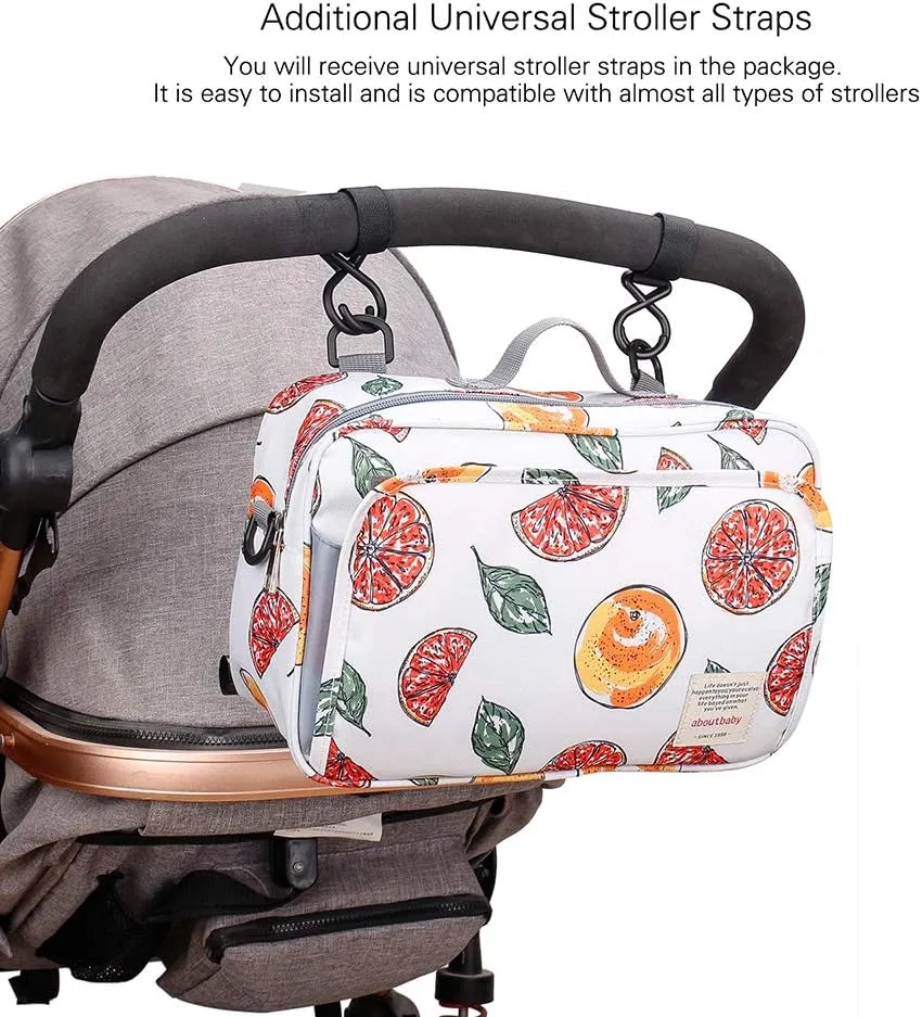 MOMIGO Baby Diaper Caddy Bag - Diaper Caddy Tote Baby Stroller Bag Nursery Storage Bin for Diapers, Wipes & Toys Mini Diaper Bag for Outdoor Grapefruit