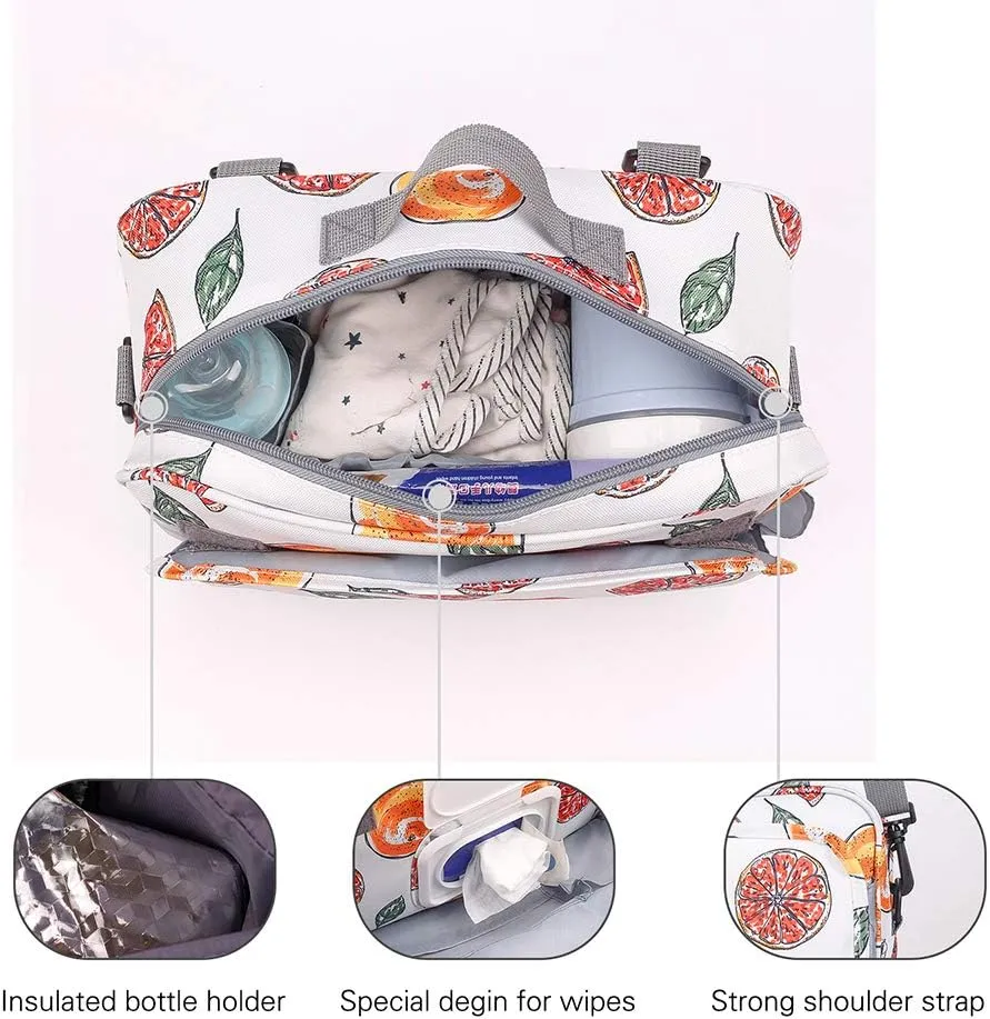 MOMIGO Baby Diaper Caddy Bag - Diaper Caddy Tote Baby Stroller Bag Nursery Storage Bin for Diapers, Wipes & Toys Mini Diaper Bag for Outdoor Grapefruit