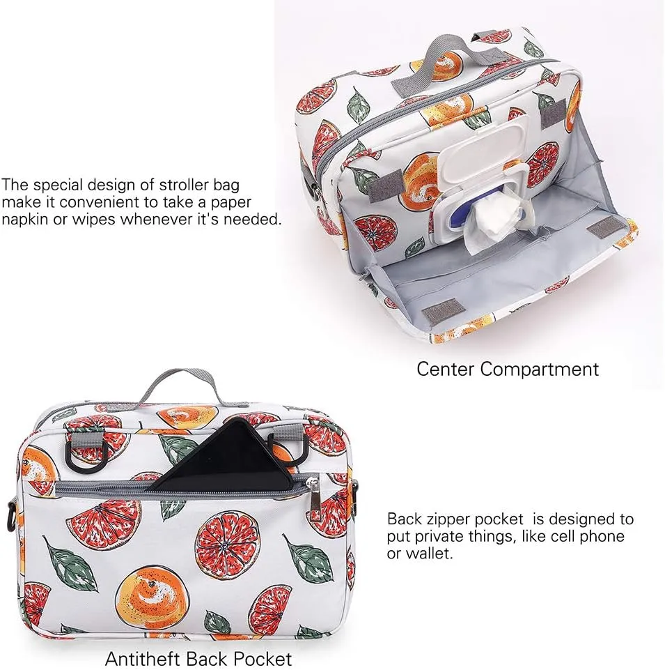MOMIGO Baby Diaper Caddy Bag - Diaper Caddy Tote Baby Stroller Bag Nursery Storage Bin for Diapers, Wipes & Toys Mini Diaper Bag for Outdoor Grapefruit