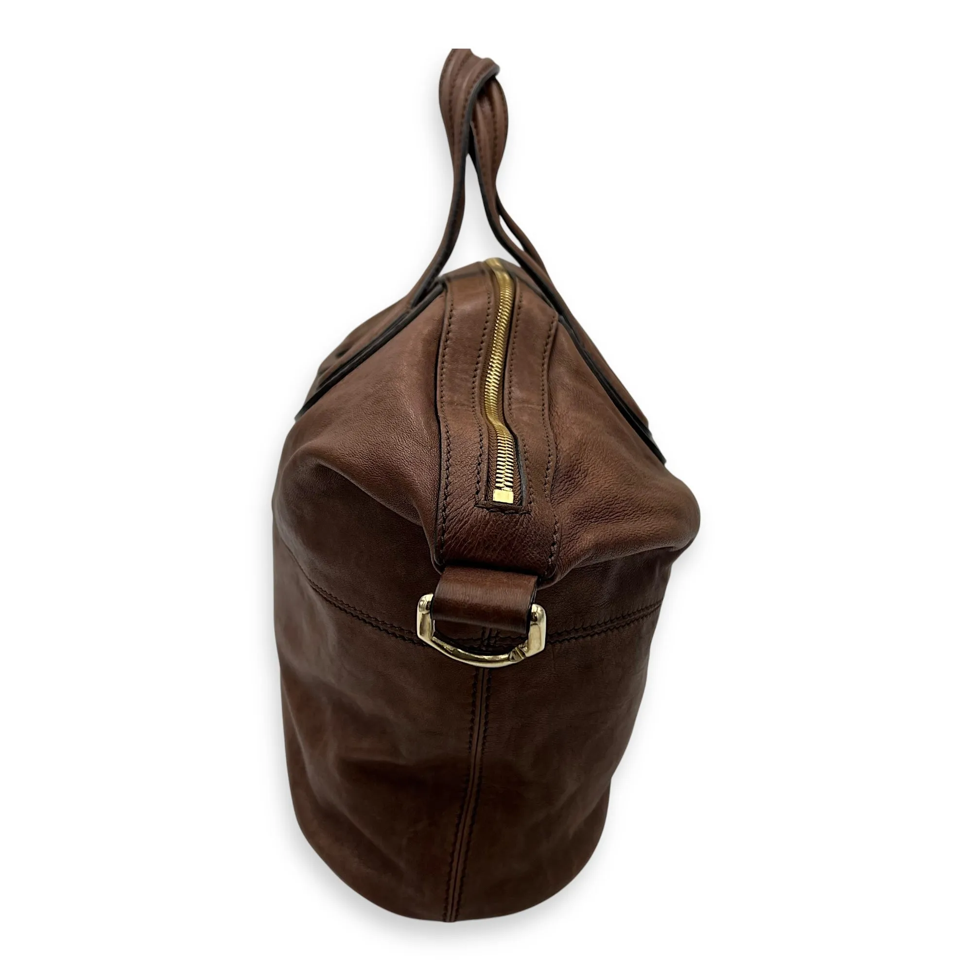 Nightingale Medium Brown Messenger in Lambskin, Gold hardware