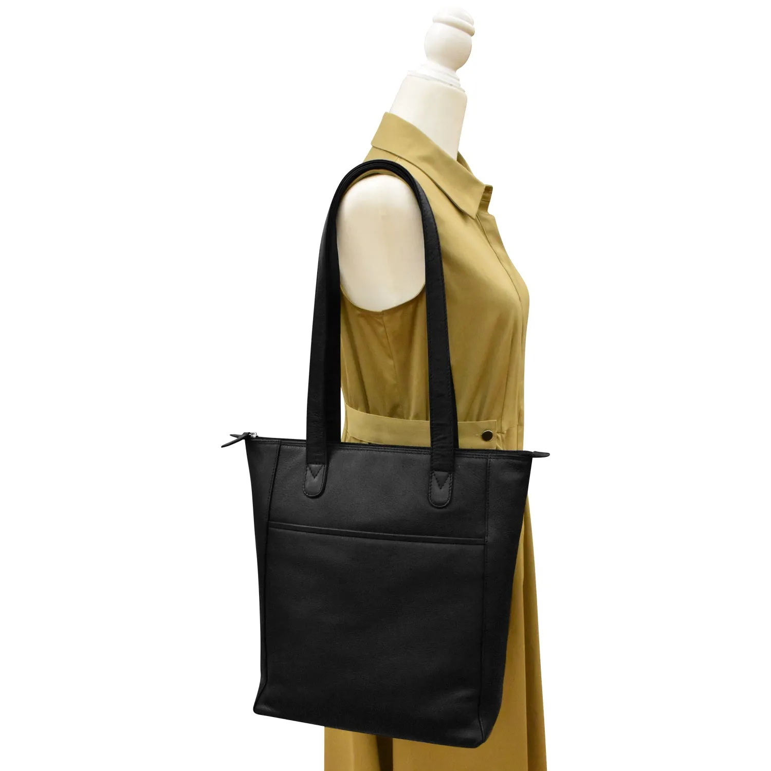 North South Tote with Metallic Zip