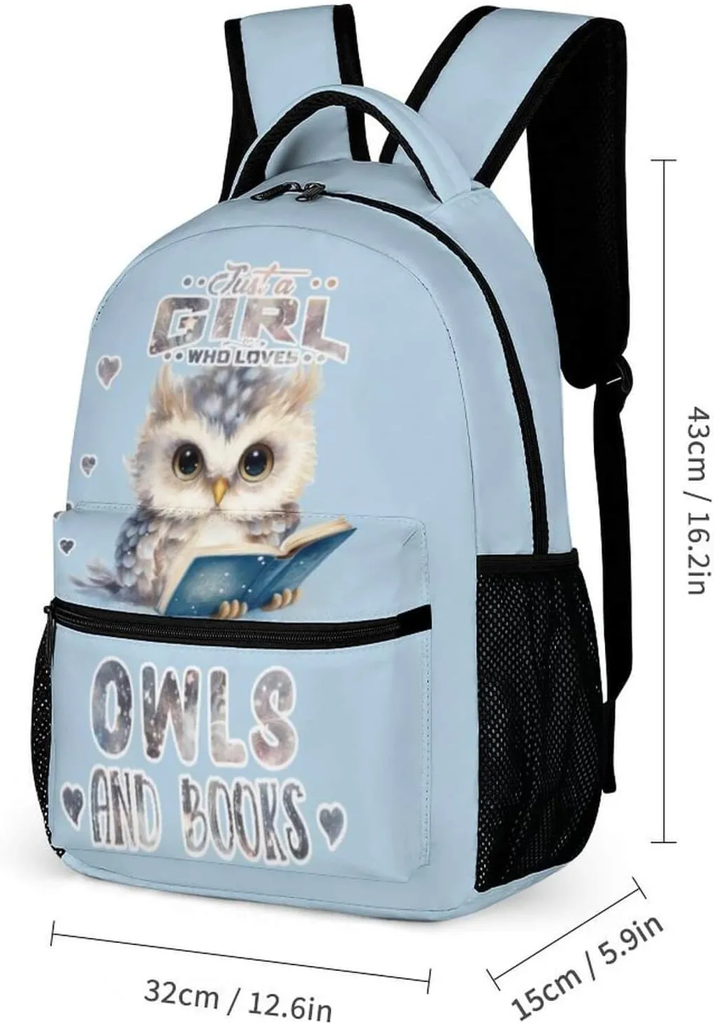 Owl School Backpack for Kids Girls Boys, 16 Inch Cute Owls Themed Bookbag, Personality School Backpack for Students Children, Lightweight, Large Capacity