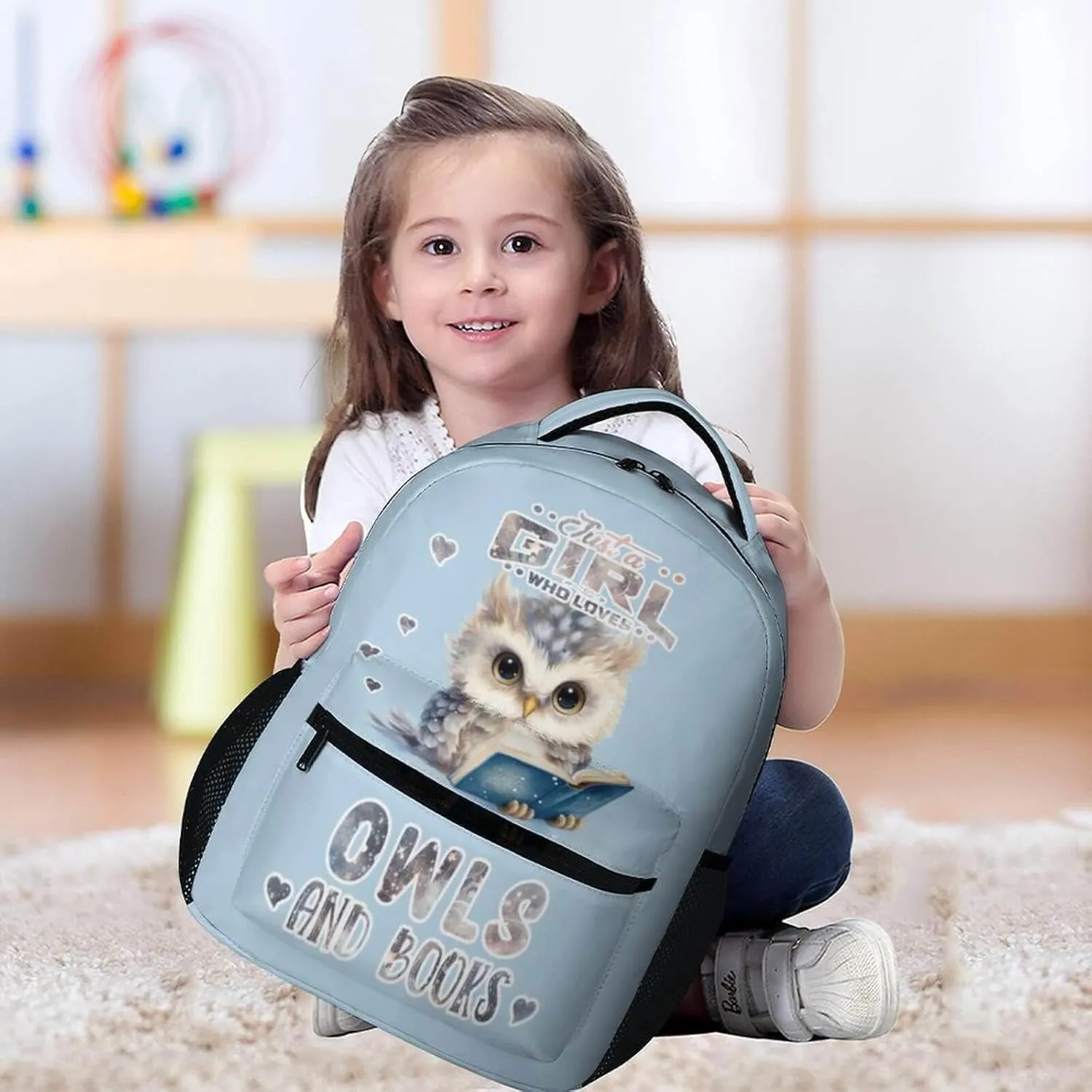 Owl School Backpack for Kids Girls Boys, 16 Inch Cute Owls Themed Bookbag, Personality School Backpack for Students Children, Lightweight, Large Capacity