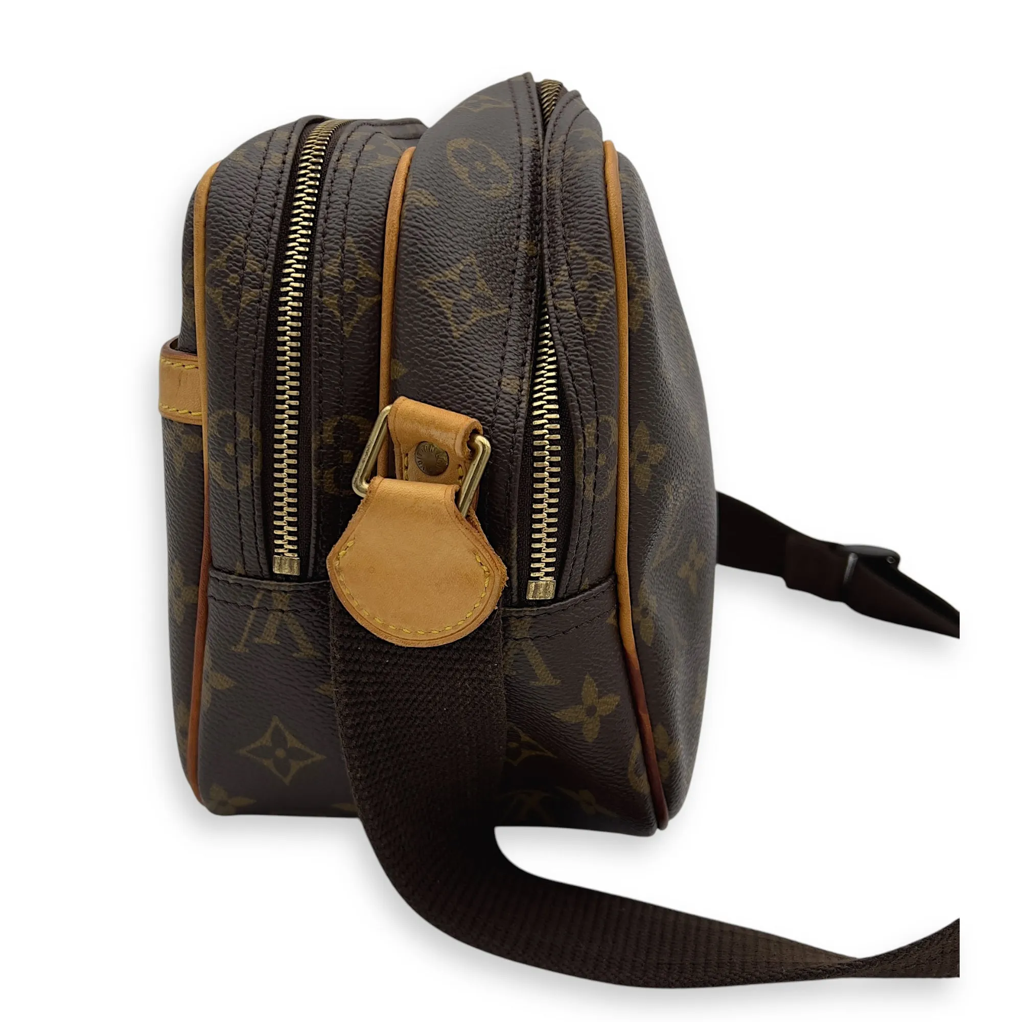Reporter Messenger Brown in Monogram Coated Canvas, Gold hardware