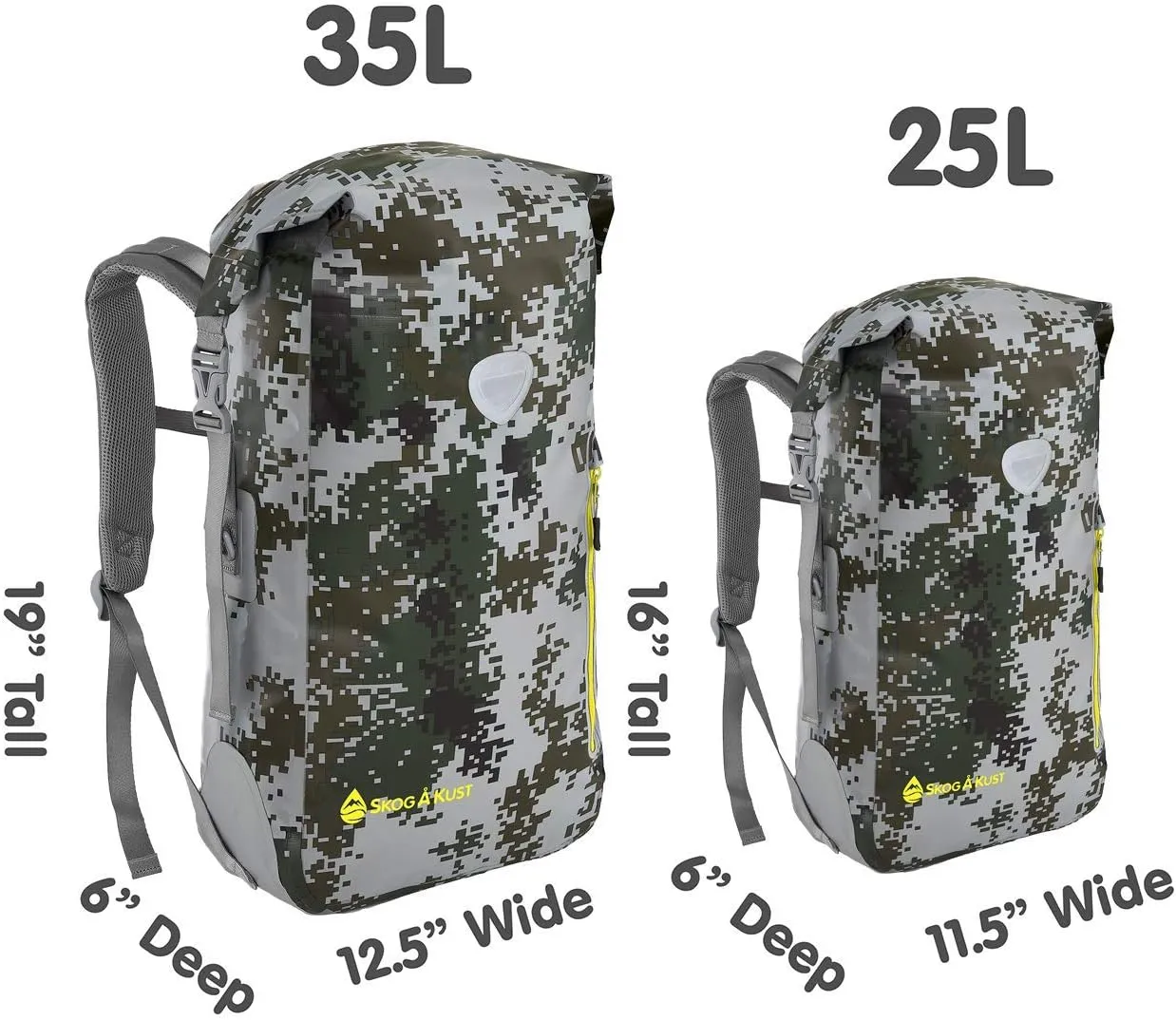 Skog  Kust BackSak Heavy Duty Waterproof Backpack - Gear Bag for Sports, Travel, & More - 25 & 35 Liter Sizes