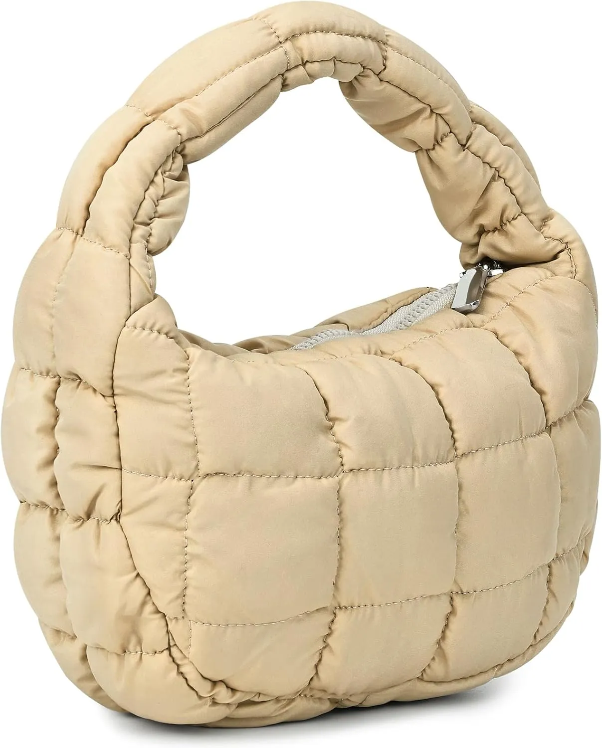 Small Puffer Tote Bag for Women Lightweight Puffy Handbag Mini Quilted Puff Nylon Bag Cute Puffer Purses for Women