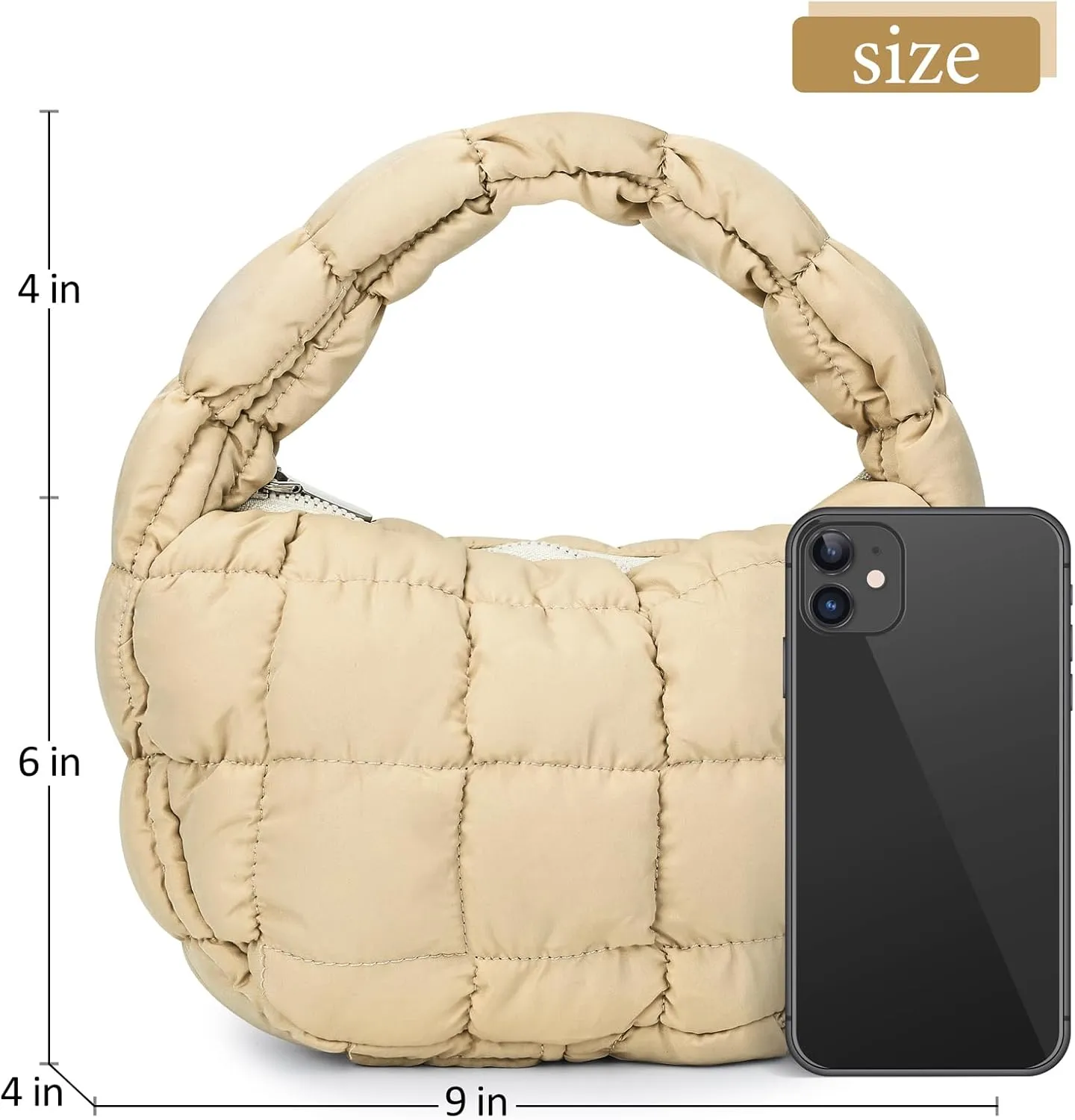 Small Puffer Tote Bag for Women Lightweight Puffy Handbag Mini Quilted Puff Nylon Bag Cute Puffer Purses for Women
