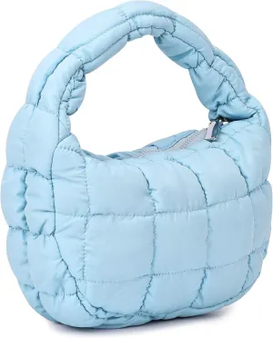 Small Puffer Tote Bag for Women Lightweight Puffy Handbag Mini Quilted Puff Nylon Bag Cute Puffer Purses for Women