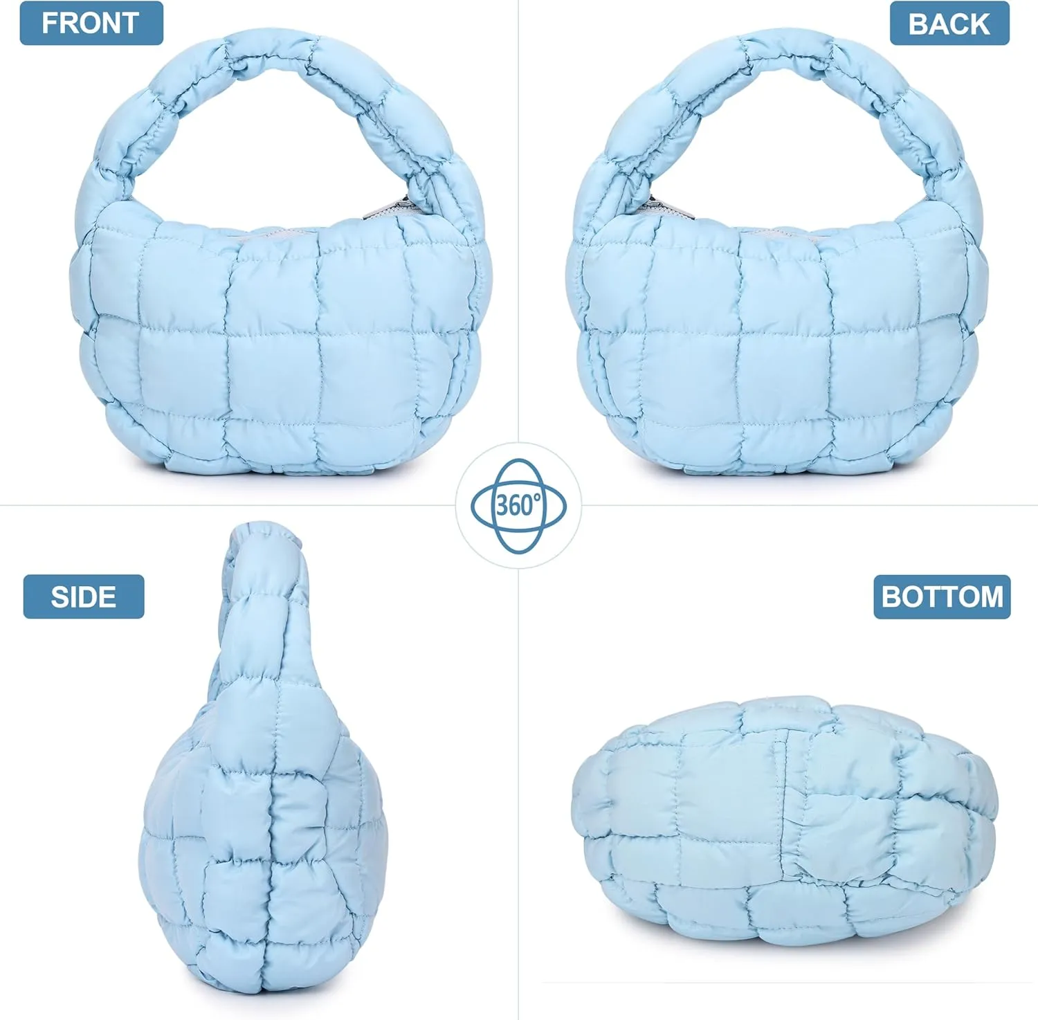 Small Puffer Tote Bag for Women Lightweight Puffy Handbag Mini Quilted Puff Nylon Bag Cute Puffer Purses for Women