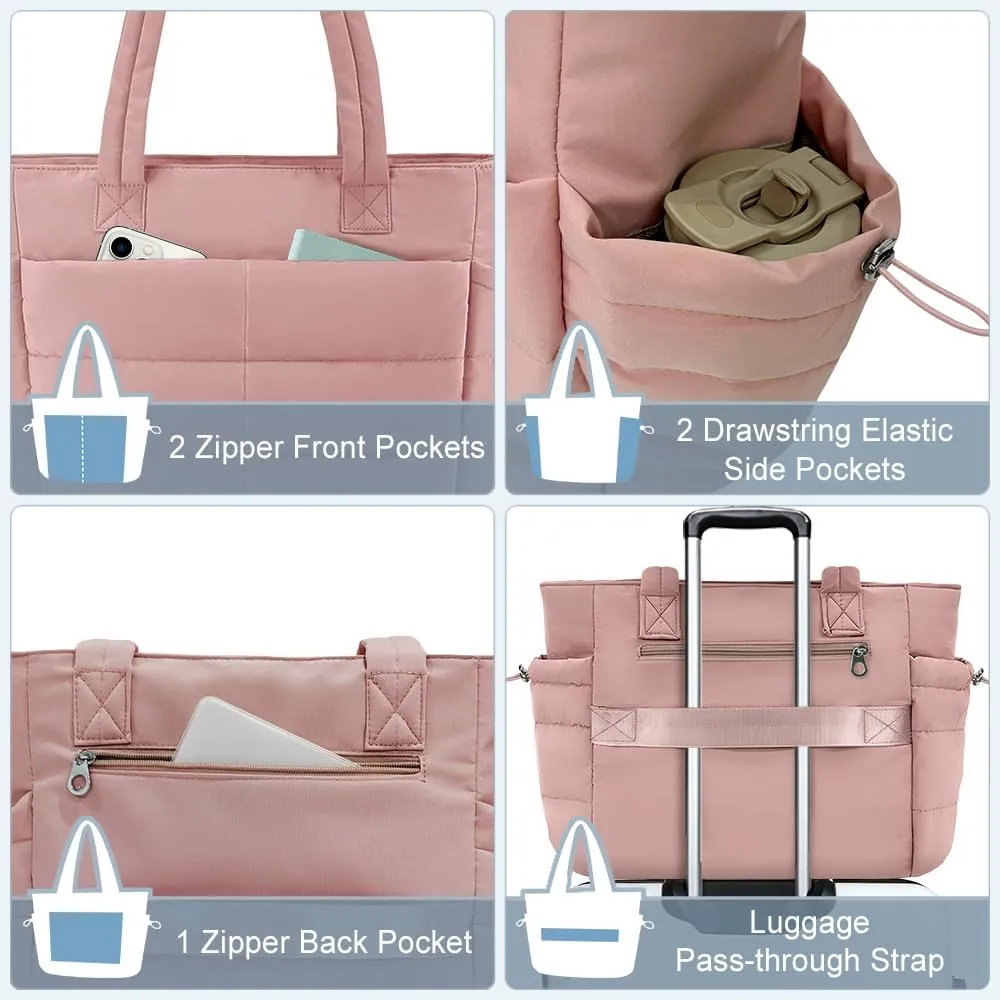 Tote Bags For Women Puffer Shoulder Bag with Zipper Quilted Satchel Handbags For Work,Travel, Gym, Light Waterproof