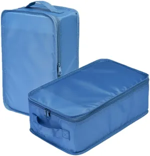 Travel Shoe Bags, Foldable Waterproof Shoe Puches Organizer-Double Layer (Sea Blue2)