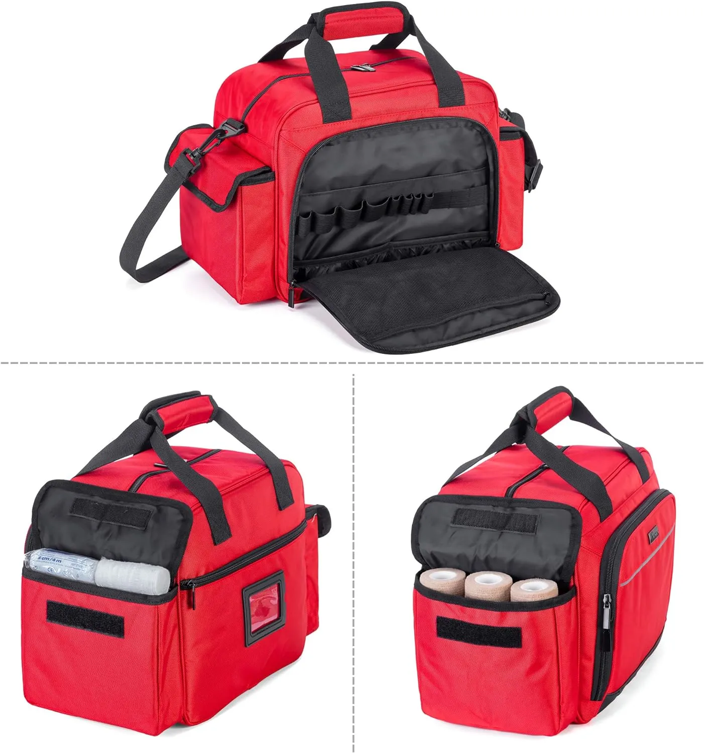 Trunab Home Health Nurse Bag Empty, Portable Medical Supplies Shoulder Bag for Hospice, Home Visit, Hospital Interns, Red, Bag Only