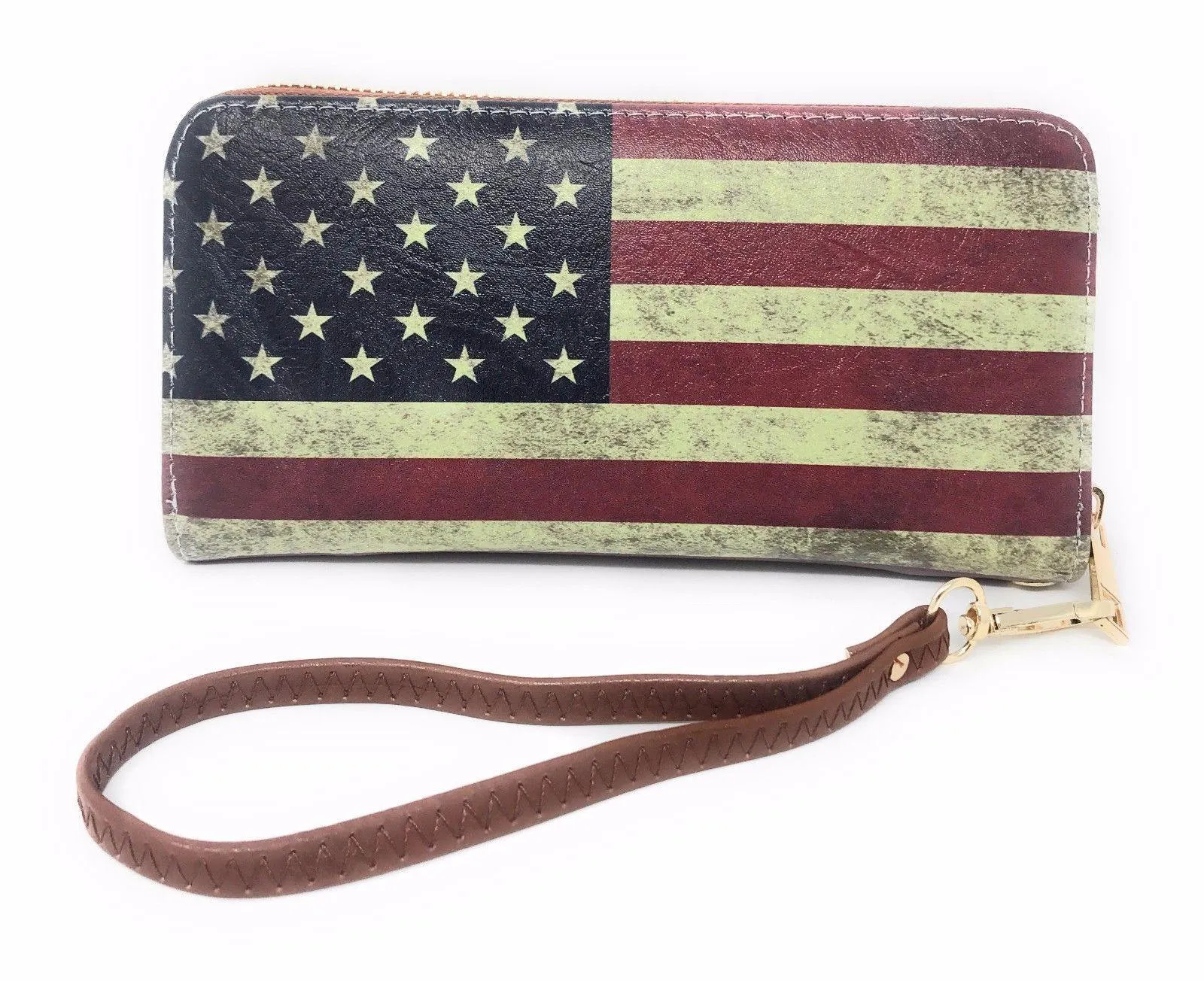 USA Flag Tote Satchel Handbag Wristlet Gift Set For Women Wife Mom Girlfriend
