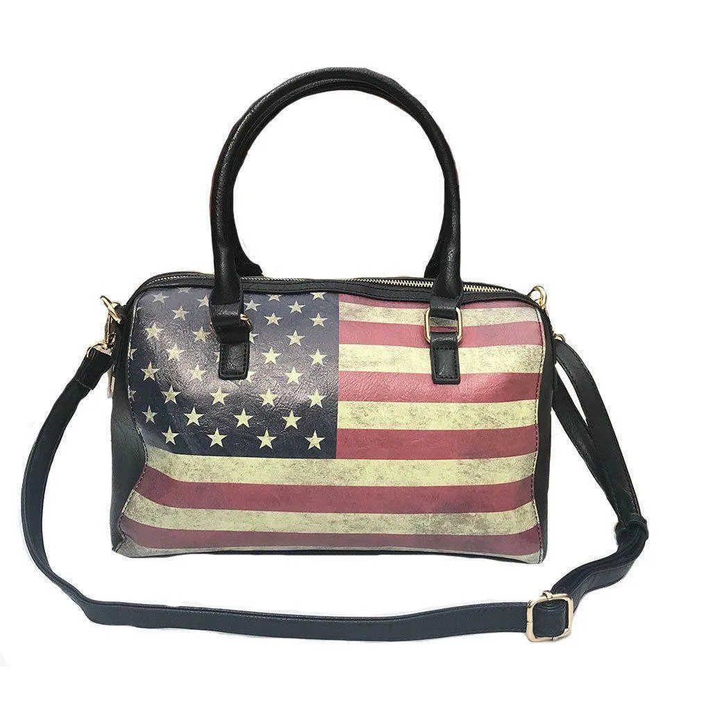 USA Flag Tote Satchel Handbag Wristlet Gift Set For Women Wife Mom Girlfriend