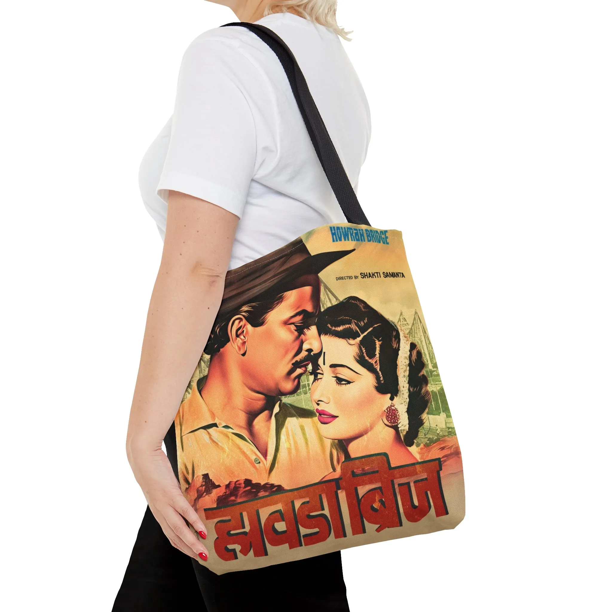 Vintage Bollywood Movie Poster Tote Bag - Howrah Bridge