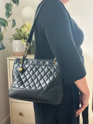Vintage Chanel quilted tote 24k gold