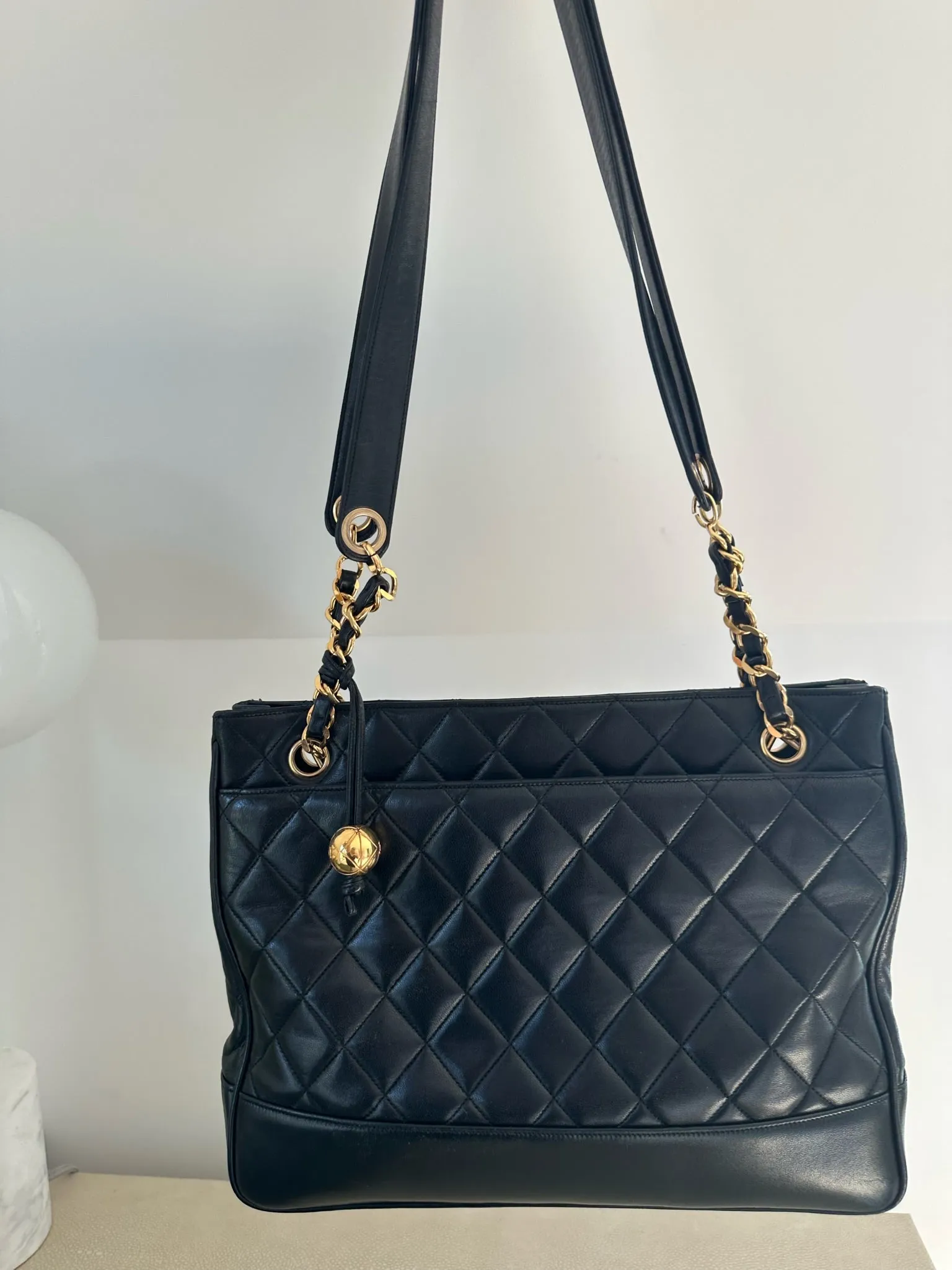 Vintage Chanel quilted tote 24k gold