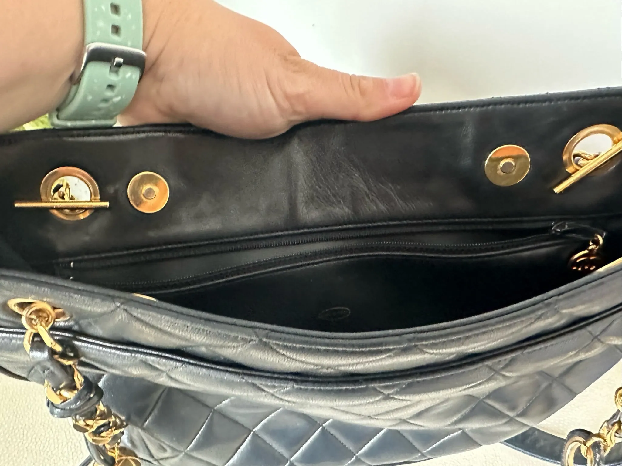 Vintage Chanel quilted tote 24k gold