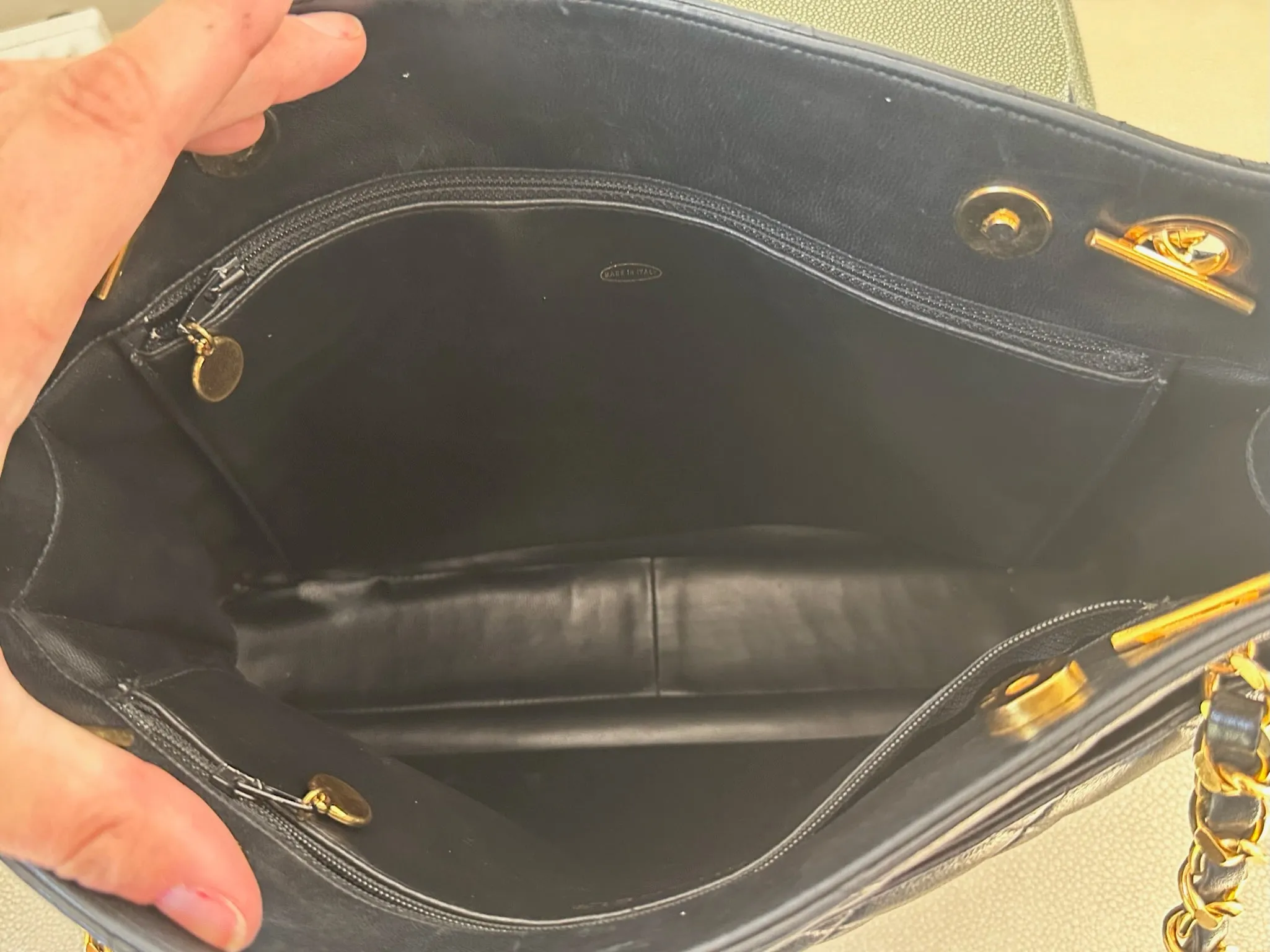 Vintage Chanel quilted tote 24k gold