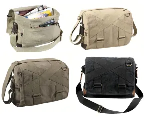 Vintage Outback Messenger Bags - Canvas Book Bags Schoolbag w/ Leather