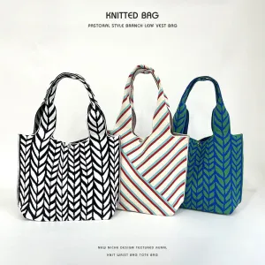Wheat ear knitted small square handbag