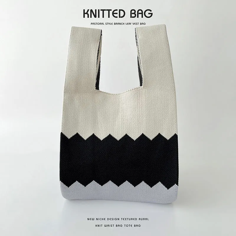 Women's Colorblock Knitted Shoulder Handbag