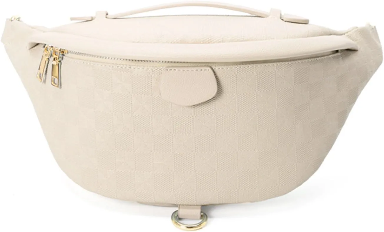 Xehuro Belt Bag for Women Fanny Pack Chest Bag Daypack Bum Bag Checkered Bag Multi Color (Beige-2)